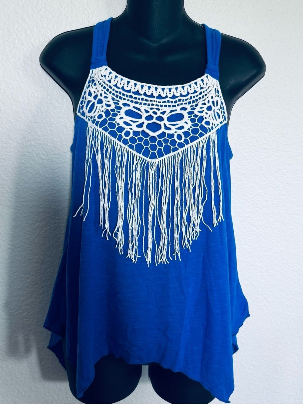 Takara Girls Boho Macrame Blue Tank Top XL